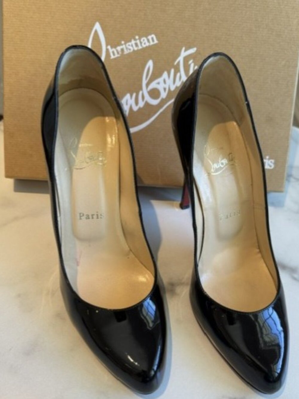Christian Louboutin Black Patent Leather Simple Pump 100 - size 39
